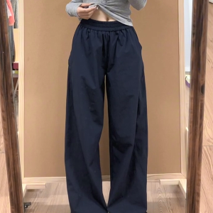Vintage American-Style Wide-Leg Work Pants for Women, Loose Fit Summer Straight-Leg Casual Sports Trousers