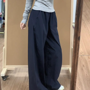 Vintage American-Style Wide-Leg Work Pants for Women, Loose Fit Summer Straight-Leg Casual Sports Trousers