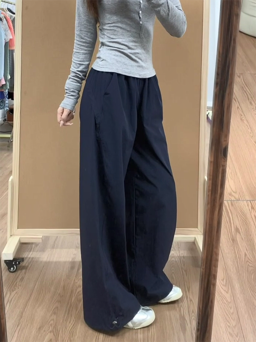 Vintage American-Style Wide-Leg Work Pants for Women, Loose Fit Summer Straight-Leg Casual Sports Trousers Vintage American-Style Wide-Leg Work Pants for Women, Loose Fit Summer Straight-Leg Casual Sports Trousers
