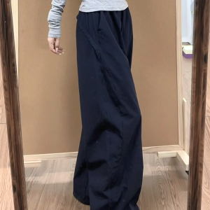 Vintage American-Style Wide-Leg Work Pants for Women, Loose Fit Summer Straight-Leg Casual Sports Trousers