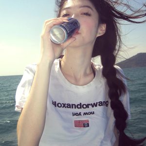 Vintage American Style Women's White Crop Top - Short Sleeve Round Neck T-Shirt with Letter Print - Summer ABG Hot Girl Fashion