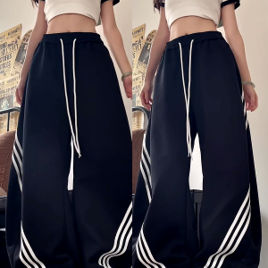 Vintage American Wide-Leg Work Pants, Loose Fit Draping Casual Sports Pants, Trendy Curved Blade Design, 90s Inspired Style
