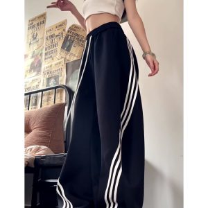 Vintage American Wide-Leg Work Pants, Loose Fit Draping Casual Sports Pants, Trendy Curved Blade Design, 90s Inspired Style