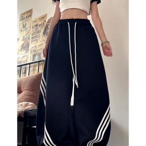 Vintage American Wide-Leg Work Pants, Loose Fit Draping Casual Sports Pants, Trendy Curved Blade Design, 90s Inspired Style