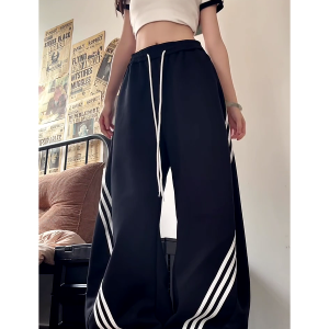 Vintage American Wide-Leg Work Pants, Loose Fit Draping Casual Sports Pants, Trendy Curved Blade Design, 90s Inspired Style