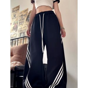 Vintage American Wide-Leg Work Pants, Loose Fit Draping Casual Sports Pants, Trendy Curved Blade Design, 90s Inspired Style