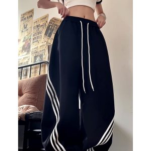Vintage American Wide-Leg Work Pants, Loose Fit Draping Casual Sports Pants, Trendy Curved Blade Design, 90s Inspired Style