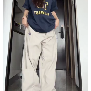 Vintage American Work Pants for Women - Loose Wide-Leg Hip Hop Jazz Dance Casual Sports Pants