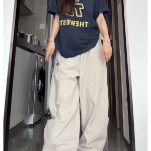 Vintage American Work Pants for Women - Loose Wide-Leg Hip Hop Jazz Dance Casual Sports Pants