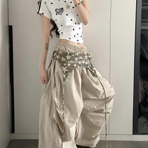 Vintage American Work Pants for Women - Loose Wide-Leg Jazz Dance Casual Sports Trousers with Street Vibe, Floor-Length Style