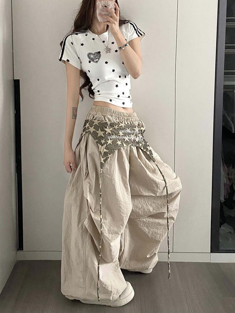 Vintage American Work Pants for Women - Loose Wide-Leg Jazz Dance Casual Sports Trousers with Street Vibe, Floor-Length Style Vintage American Work Pants for Women - Loose Wide-Leg Jazz Dance Casual Sports Trousers with Street Vibe, Floor-Length Style