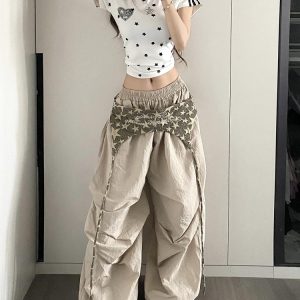 Vintage American Work Pants for Women - Loose Wide-Leg Jazz Dance Casual Sports Trousers with Street Vibe, Floor-Length Style
