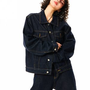 Vintage American Workwear Denim Jacket for Women - Versatile Blue Jean Jacket for Effortless 90s Y2K Style