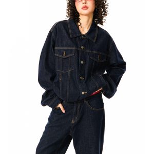 Vintage American Workwear Denim Jacket for Women - Versatile Blue Jean Jacket for Effortless 90s Y2K Style