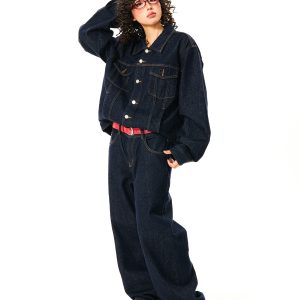 Vintage American Workwear Denim Jacket for Women - Versatile Blue Jean Jacket for Effortless 90s Y2K Style