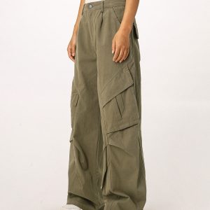 Vintage American Workwear Wide Leg Pants for Women - Casual Loose Straight Leg Trousers for Autumn Winter Fashion