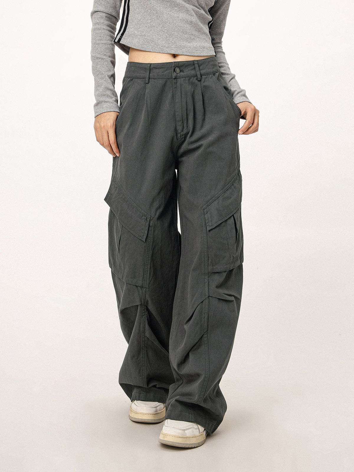 Vintage American Workwear Wide Leg Pants for Women - Casual Loose Straight Leg Trousers for Autumn Winter Fashion Vintage American Workwear Wide Leg Pants for Women - Casual Loose Straight Leg Trousers for Autumn Winter Fashion