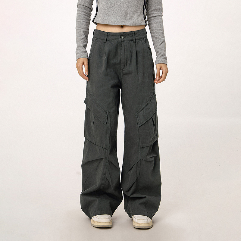 Vintage American Workwear Wide Leg Pants for Women - Casual Loose Straight Leg Trousers for Autumn Winter Fashion Vintage American Workwear Wide Leg Pants for Women - Casual Loose Straight Leg Trousers for Autumn Winter Fashion