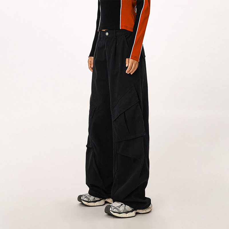 Vintage American Workwear Wide Leg Pants for Women - Casual Loose Straight Leg Trousers for Autumn Winter Fashion Vintage American Workwear Wide Leg Pants for Women - Casual Loose Straight Leg Trousers for Autumn Winter Fashion