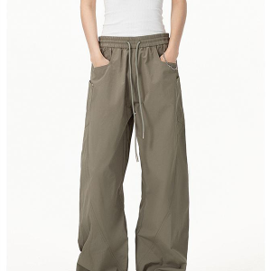 Vintage Army Green Cargo Pants for Women - 2025 Model, Loose Fit Curved Blade Design, Hip-Hop Street Style Casual Wear