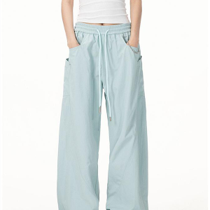 Vintage Army Green Cargo Pants for Women - 2025 Model, Loose Fit Curved Blade Design, Hip-Hop Street Style Casual Wear