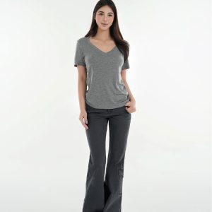 Vintage Ash Gray Low-Rise Flared Jeans - Washed 90s Style Denim for a Retro Look