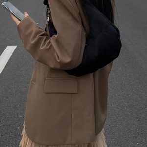 Vintage Black Crescent Tote Bag for Women - High-End Cloud Design Shoulder Bag, Chic Underarm Bag for 2023