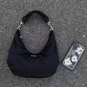 Vintage Black Crescent Tote Bag for Women - High-End Cloud Design Shoulder Bag, Chic Underarm Bag for 2023