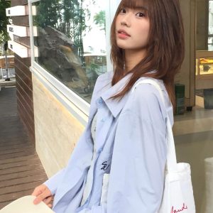 Vintage Blue Long Sleeve Shirt Jacket for Women - Summer Sun Protection Casual Loose Mid-Length Top