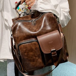 Vintage British Style Denim Soft Leather Backpack for Women, Multifunctional Large Capacity Book Bag, Ideal for Everyday Use