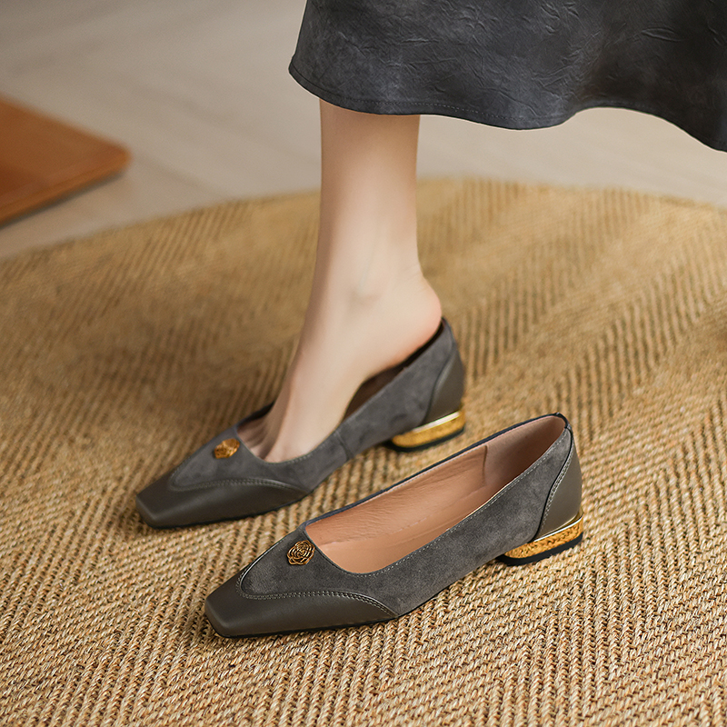 Vintage British Style Handmade Genuine Leather Flats for Women - 2025 Spring Collection, Elegant OL Commuting Footwear