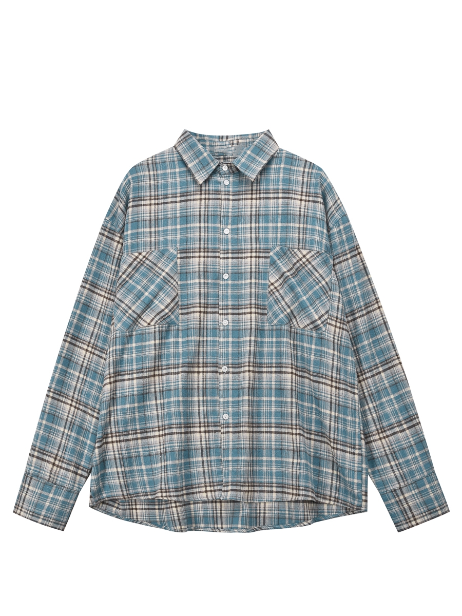 Vintage Brushed Plaid Long Sleeve Shirt for Men & Women, Pleated Pocket, Casual Couple's Jacket, Spring & Autumn Fashion Vintage Brushed Plaid Long Sleeve Shirt for Men & Women, Pleated Pocket, Casual Couple's Jacket, Spring & Autumn Fashion