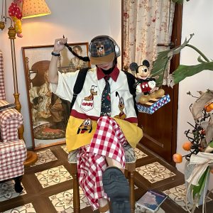 Vintage Cartoon Patchwork Short Sleeve Shirt - Handmade American Retro Style with Embroidered Pluto - Fun 90s Loose Fit Top