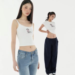 Vintage Cat Print Slim Fit T-Shirt Tank Top - Retro 90s Style, Casual Summer Wear, Trendy Y2K Fashion