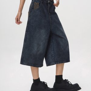 Vintage Cowboy Cropped Pants for Women - 2025 Summer Loose Straight Wide-Leg Trousers in American Style