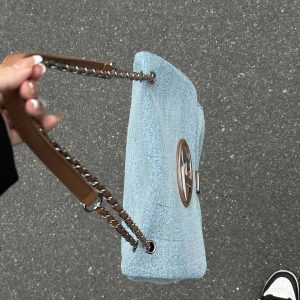 Vintage Denim Chain Strap Crossbody Bag for Women - Large Capacity Casual Underarm Commuting Bag 2023