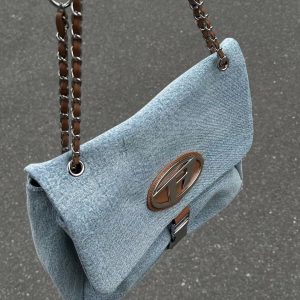 Vintage Denim Chain Strap Crossbody Bag for Women - Large Capacity Casual Underarm Commuting Bag 2023