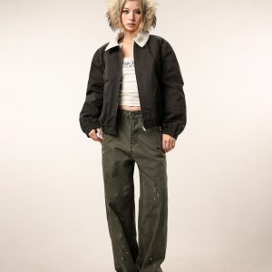 Vintage Distressed Straight Leg Work Pants for Women - Flared Casual Slim Fit Trousers for Men - Retro Beer Captain Style