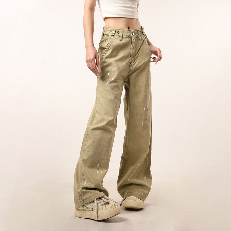 Vintage Distressed Straight Leg Work Pants for Women - Flared Casual Slim Fit Trousers for Men - Retro Beer Captain Style