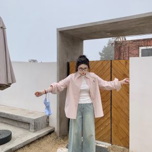 Vintage Distressed Water-Washed Blue High-Waisted Loose Straight-Leg Wide-Leg Jeans for Women - 90s Inspired Fashion