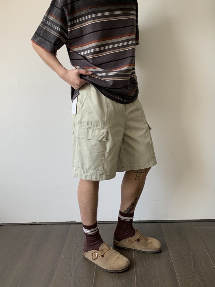 Vintage Distressed Work Shorts with Large Pockets for Men and Women - Summer High Street Casual Five-Point Versatile Style Vintage Distressed Work Shorts with Large Pockets for Men and Women - Summer High Street Casual Five-Point Versatile Style