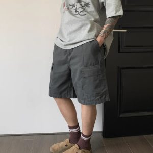 Vintage Distressed Work Shorts with Large Pockets for Men and Women - Summer High Street Casual Five-Point Versatile Style