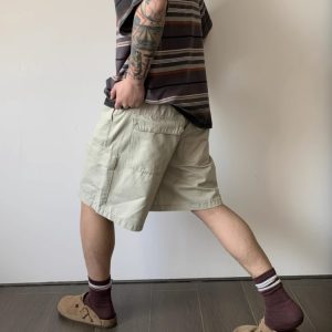 Vintage Distressed Work Shorts with Large Pockets for Men and Women - Summer High Street Casual Five-Point Versatile Style