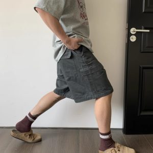 Vintage Distressed Work Shorts with Large Pockets for Men and Women - Summer High Street Casual Five-Point Versatile Style