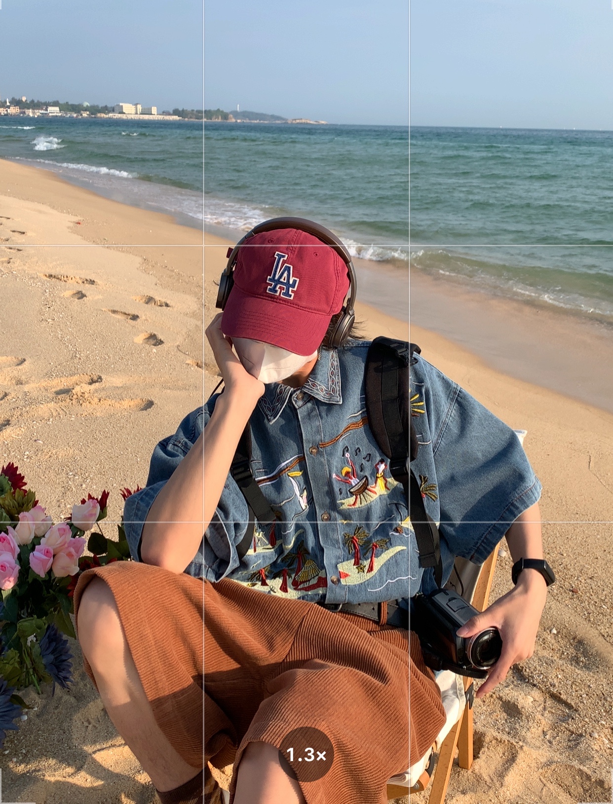 Vintage Embroidered Coconut Tree Denim Shirt - Unisex Short Sleeve Hawaiian Beach Style Top, Handmade & Reworked, Perfect for Summer Vintage Embroidered Coconut Tree Denim Shirt - Unisex Short Sleeve Hawaiian Beach Style Top, Handmade & Reworked, Perfect for Summer