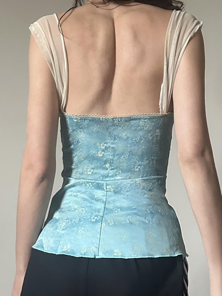 Vintage Floral Butterfly Strap Lace Trim Vest Camisole - Women's Backless Summer Top in French Style Vintage Floral Butterfly Strap Lace Trim Vest Camisole - Women's Backless Summer Top in French Style