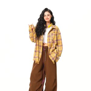 Vintage Floral Long Sleeve Shirt for Women - 2025 Autumn American Style - High-Quality Yellow Top, Perfect for Y2K and 90s Fashion