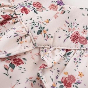 Vintage Floral Ruffle Tea Dress for Women - 2025 Summer Vacation Style, French Design, Perfect for 90s and Y2K Fashion Lovers