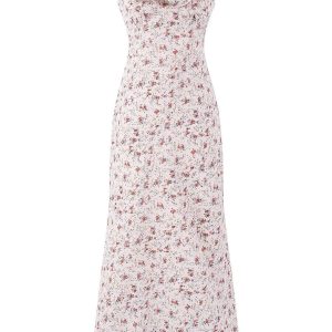 Vintage Floral Ruffle Tea Dress for Women - 2025 Summer Vacation Style, French Design, Perfect for 90s and Y2K Fashion Lovers