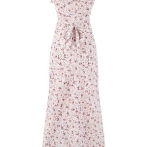 Vintage Floral Ruffle Tea Dress for Women - 2025 Summer Vacation Style, French Design, Perfect for 90s and Y2K Fashion Lovers